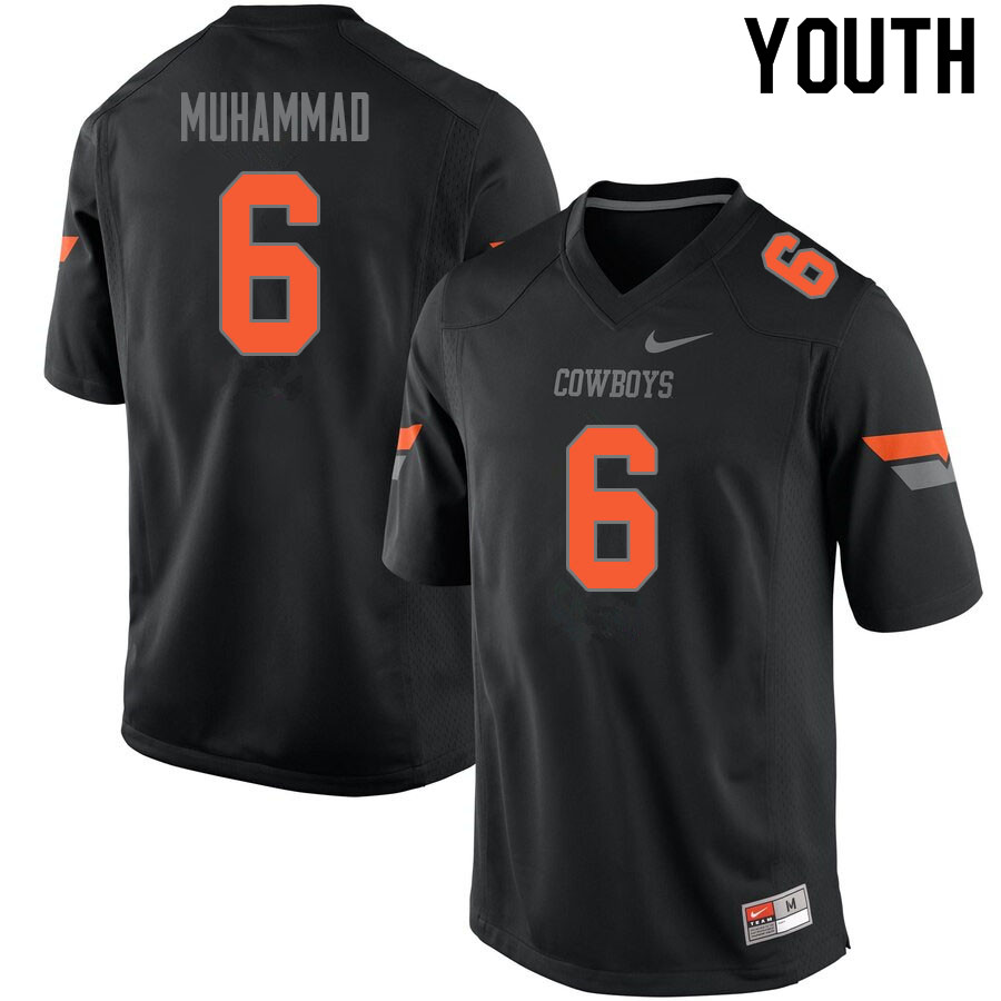 Youth #6 Jabbar Muhammad Oklahoma State Cowboys College Football Jerseys Sale-Black
